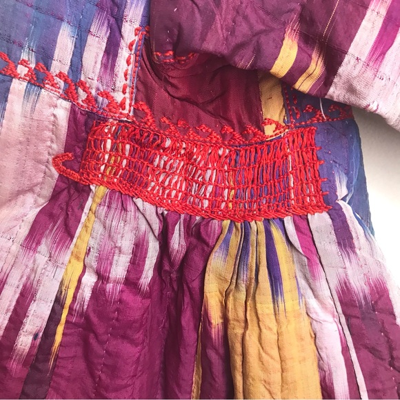 Vintage Afghan/Uzbek Silk Chapan Robe Patchwork Floral & Ikat | Collectors Piece - Picture 10 of 16